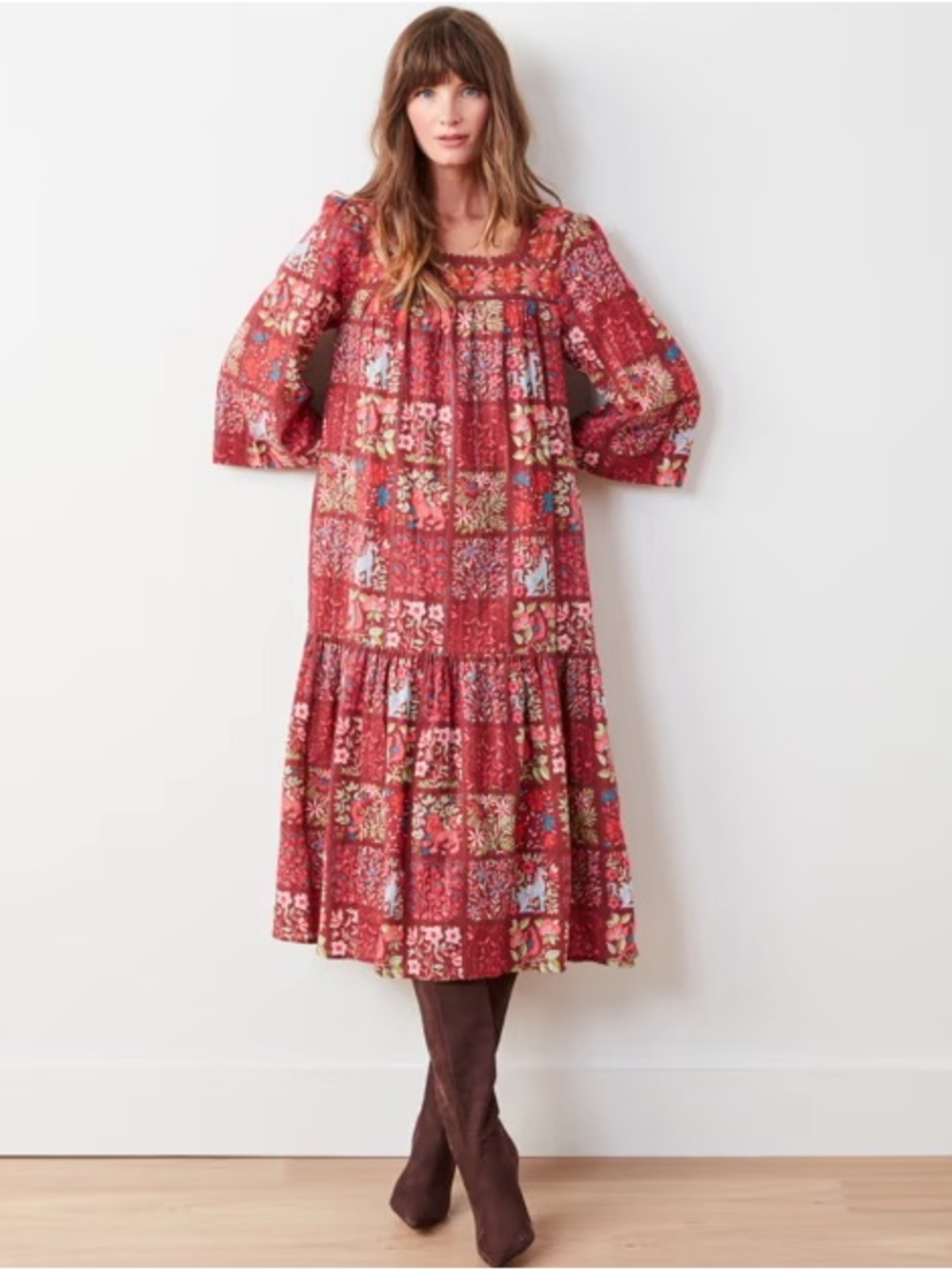 NWT PRINTFRESH Medium Stained Glass Storybook - Float On Dress - Wine